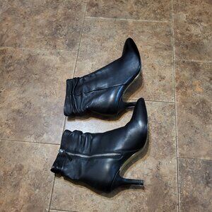 Leather Upper Stiletto Ankle Boots - Size 6W.
